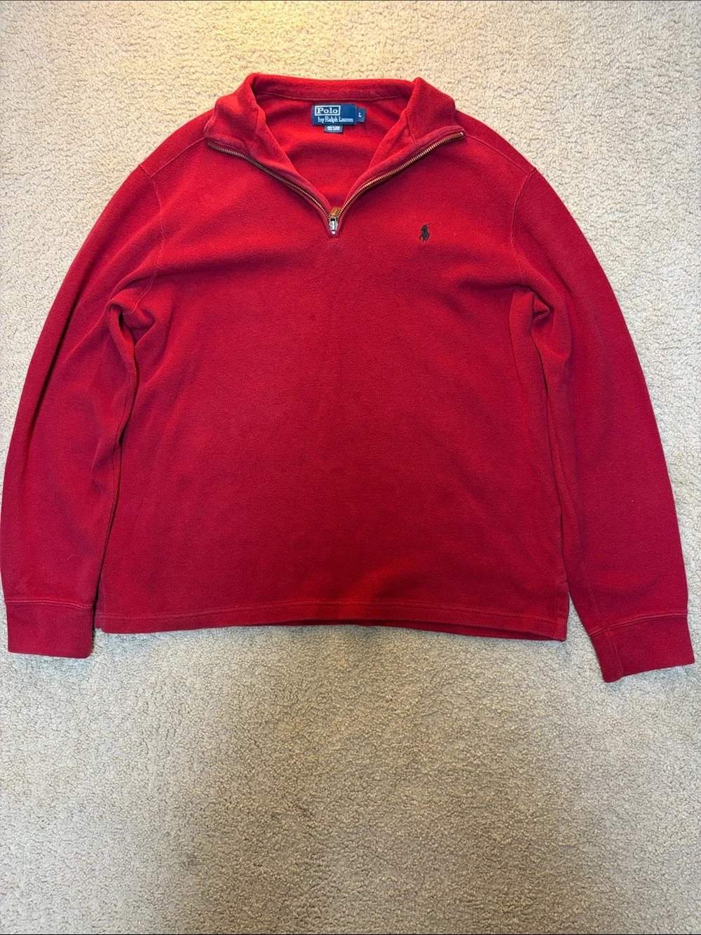 Polo by Ralph Lauren Red Quarter-Zip Fleece Pullover